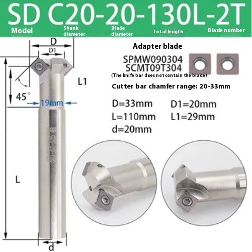 6037 45 degree inside and outside positive and negative chamfering cutter CNC rounding chamfering cutter SD SPK upper and lower bore reverse pull chamfering cutter bar Shandong Denso Pricision Tools Co.,Ltd.
